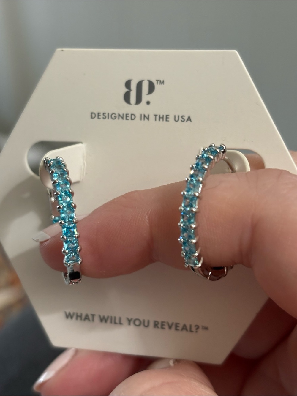 Blue Crystal Hoop Earrings by bp